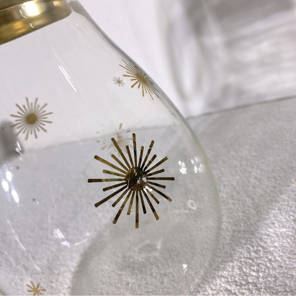 Vintage MCM PYREX Gold Atomic Print Glass Carafe W Lid - Picture 11 of 13